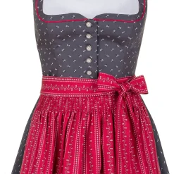 Zillertaler Trachtenwelt Dirndl-Damen Dirndl “Marlene”, -Rot Grau