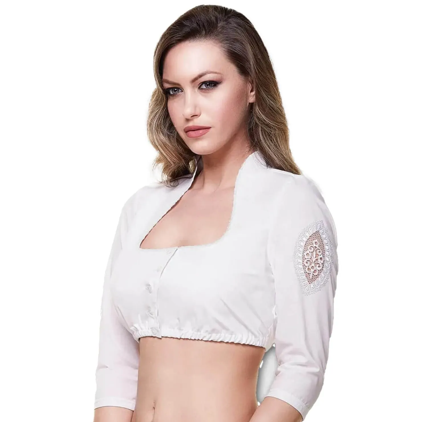 Zillertaler Trachtenwelt Dirndlblusen-Damen Dirndlbluse "Maria", Weiß