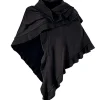 Zillertaler Trachtenwelt Ponchos-Damen Dreieck Rüschen Poncho, Schwarz
