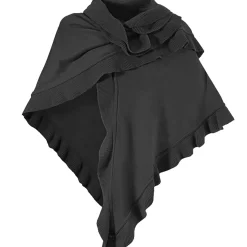 Zillertaler Trachtenwelt Ponchos-Damen Dreieck Rüschen Poncho, Grau