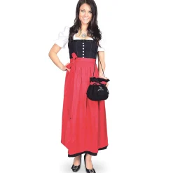 Zillertaler Trachtenwelt Dirndl-Damen Gastro-Dirndl, mit roter Schürze Schwarz