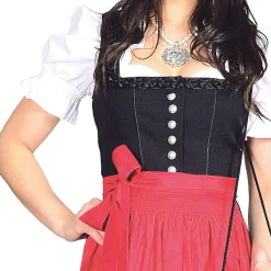Zillertaler Trachtenwelt Dirndl-Damen Gastro-Dirndl, mit roter Schürze Schwarz