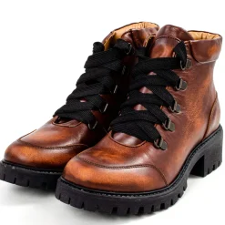 Zillertaler Trachtenwelt Schuhe & Socken-Damen Leder-Boots "606", Cognac Braun