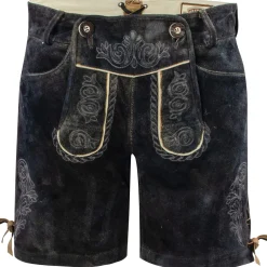 Zillertaler Trachtenwelt Lederhosen-Damen Lederhose "Babsi", Grafit Schwarz