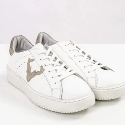 Zillertaler Trachtenwelt Schuhe & Socken-Damen Leder-Sneaker "Sandy", Weiss Weiß