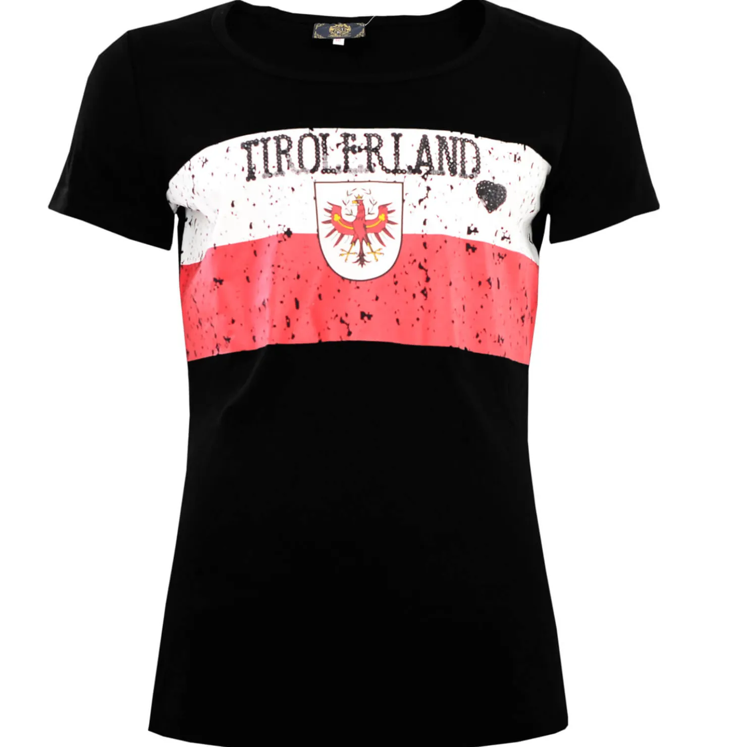 Zillertaler Trachtenwelt Shirts-Damen T-Shirt "Tirolerland", Schwarz