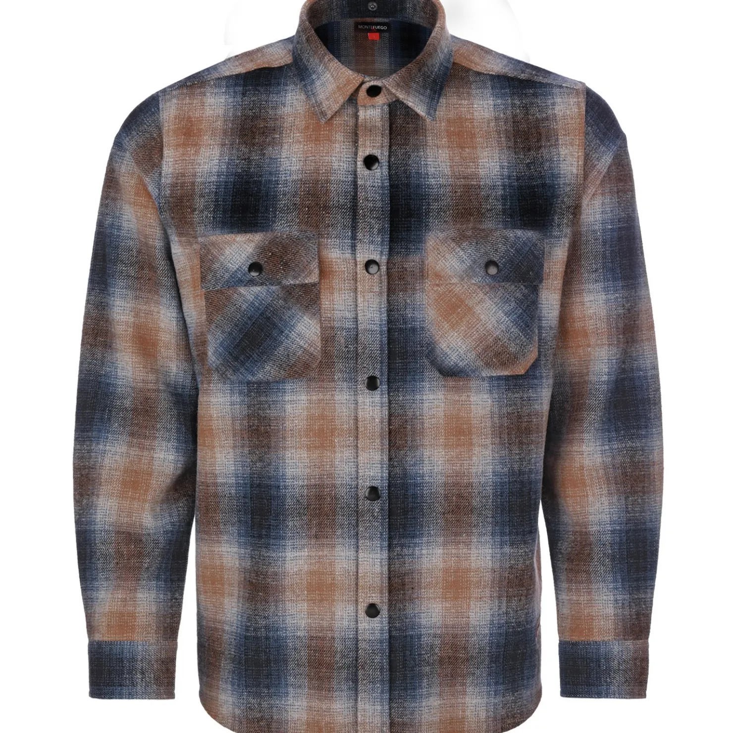 Zillertaler Trachtenwelt Hemden-Herren Flanellhemd "Karo", Blau-Orange