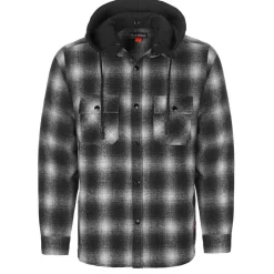 Zillertaler Trachtenwelt Hemden-Herren Flanellhemd "Karo", mit Kapuze, Grau