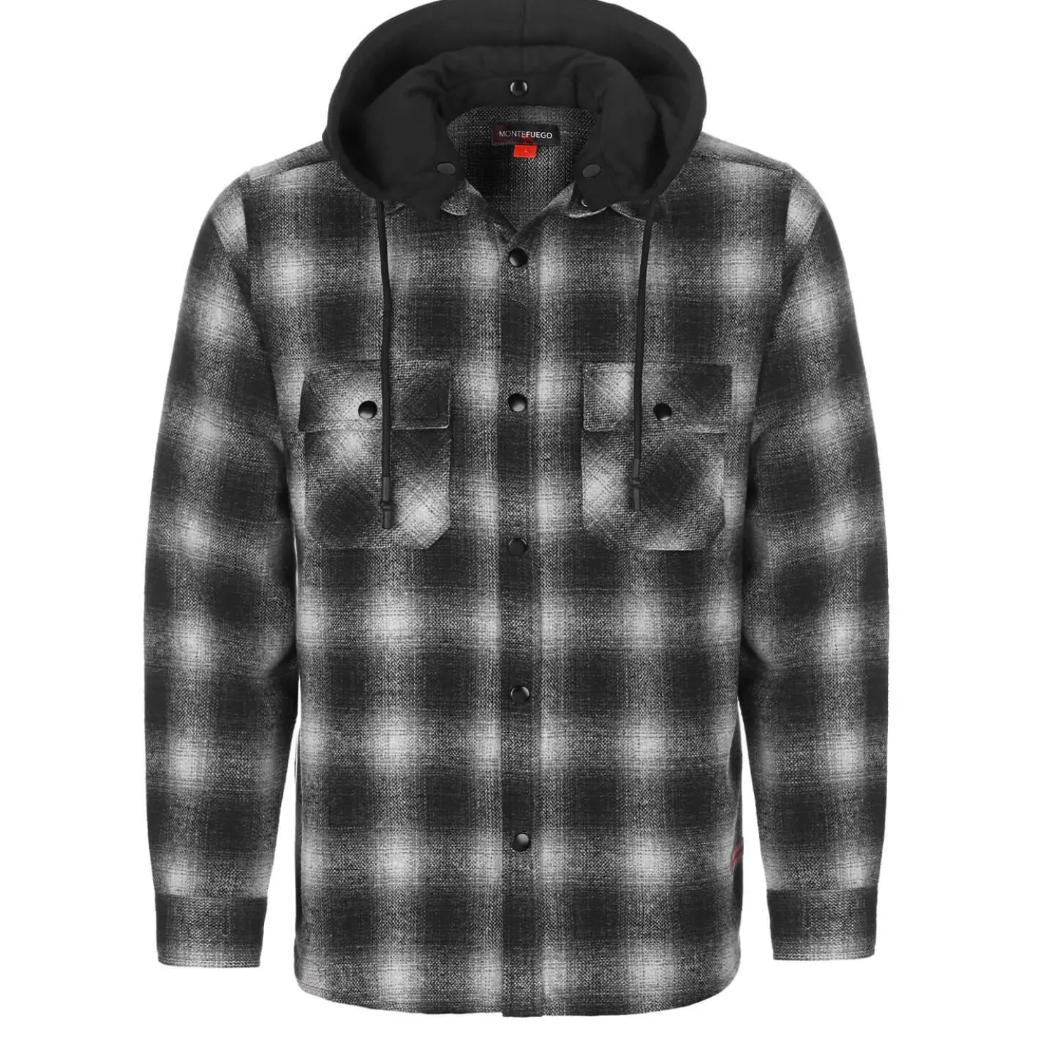 Zillertaler Trachtenwelt Hemden-Herren Flanellhemd "Karo", mit Kapuze, Grau