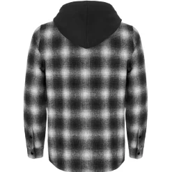 Zillertaler Trachtenwelt Hemden-Herren Flanellhemd "Karo", mit Kapuze, Grau