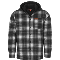 Zillertaler Trachtenwelt Jacken-Herren Flanelljacke "Karo" mit Kapuze, -Weiß Schwarz