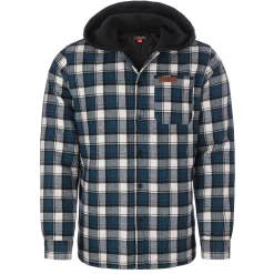 Zillertaler Trachtenwelt Jacken-Herren Flanelljacke "Karo" mit Kapuze, -Weiß Blau