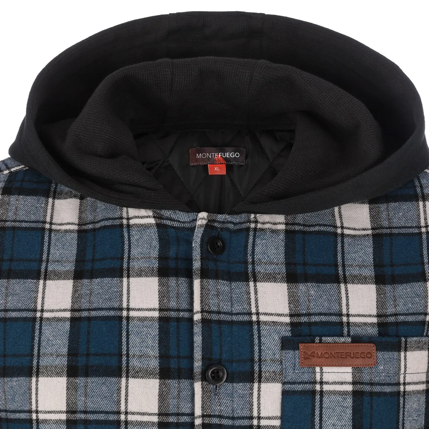 Zillertaler Trachtenwelt Jacken-Herren Flanelljacke "Karo" mit Kapuze, -Weiß Blau