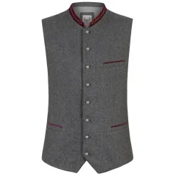 Zillertaler Trachtenwelt Gilets-Herren Gilet "Fabrizio", -Rot Grau