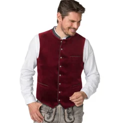 Zillertaler Trachtenwelt Gilets-Herren Gilet "Lorenzo", Bordeaux Rot