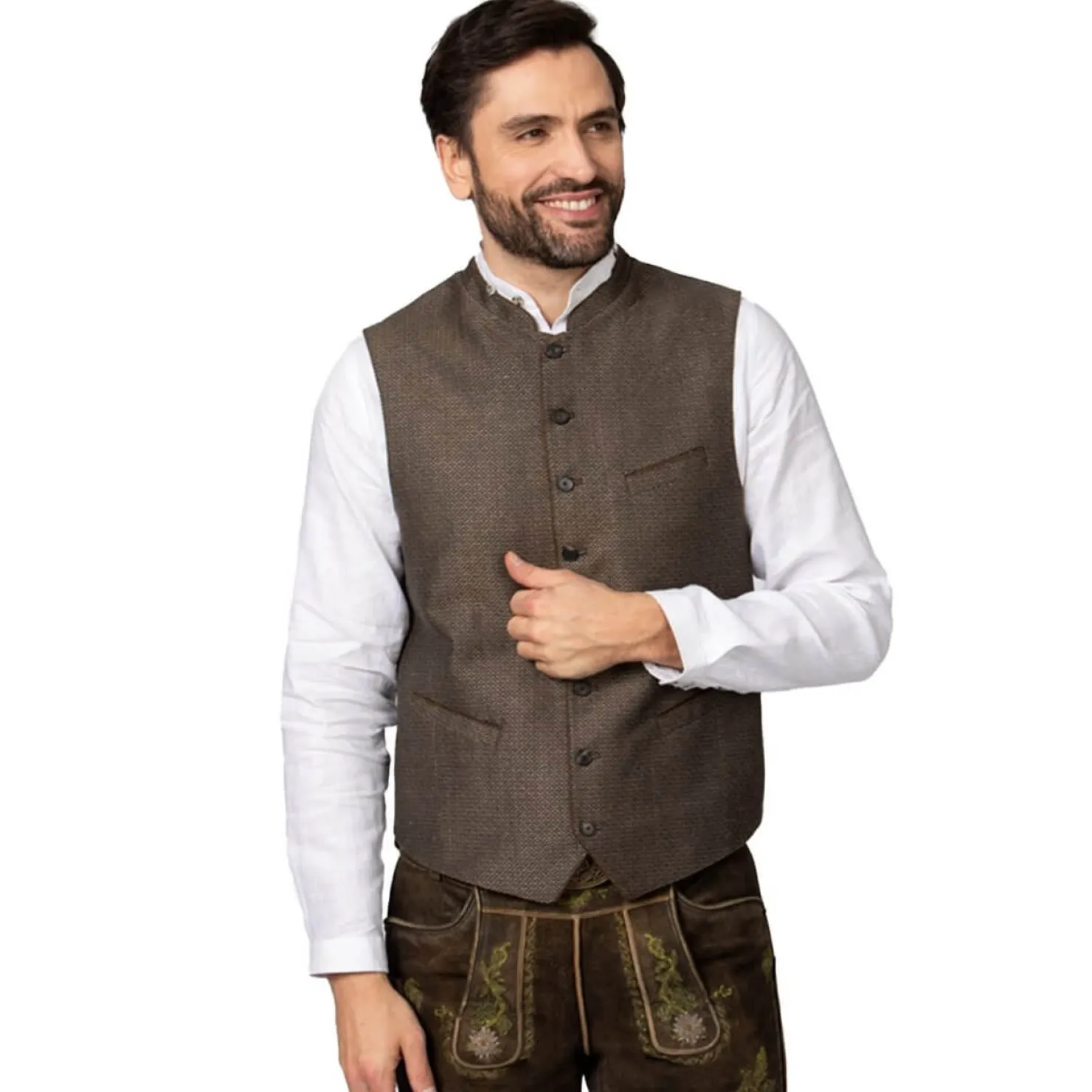 Zillertaler Trachtenwelt Gilets-Herren Gilet "Ottavio", Braun