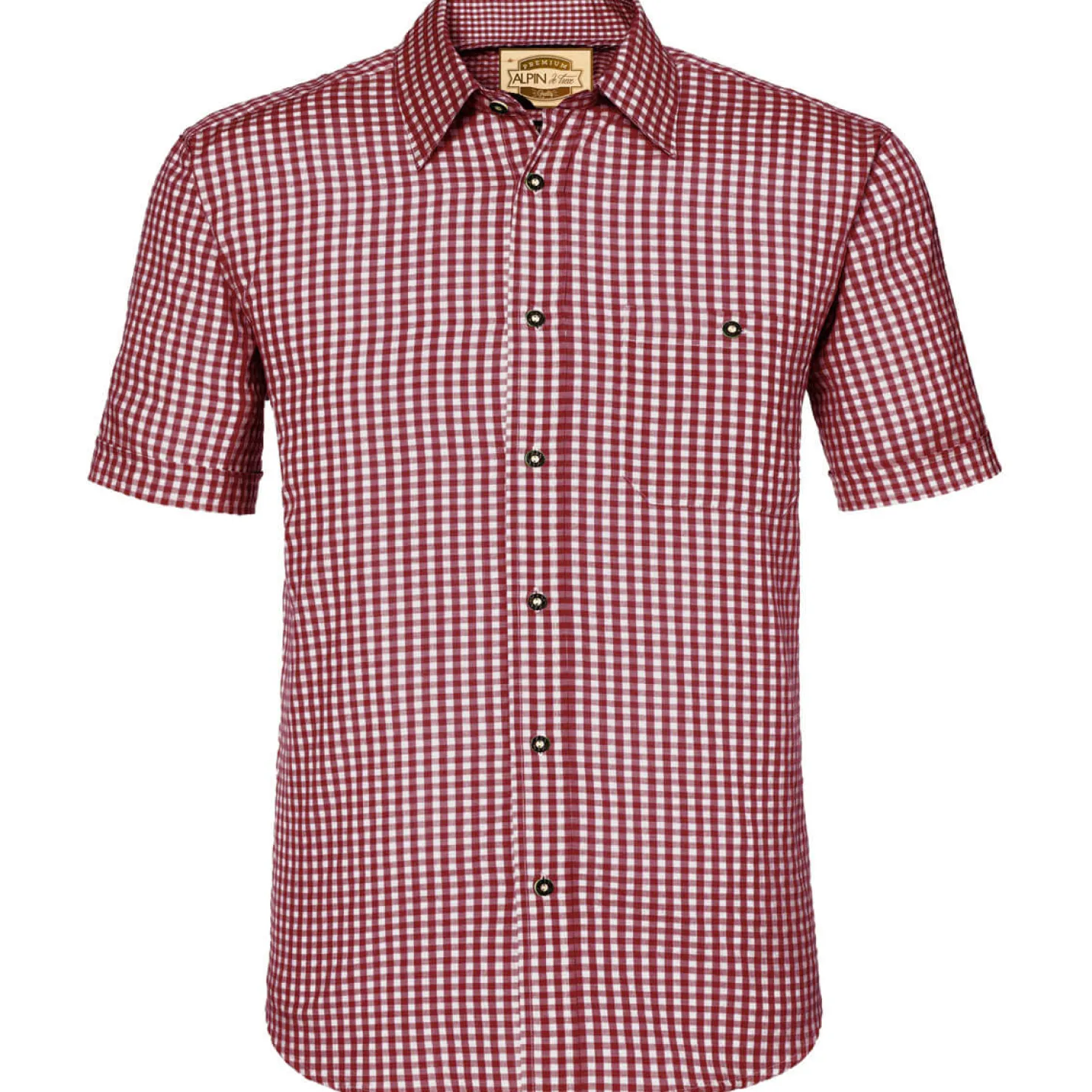 Zillertaler Trachtenwelt Hemden-Herren Hemd "Chiemgau" Kurzarm, Rot