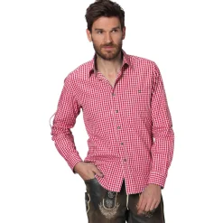 Zillertaler Trachtenwelt Hemden-Herren Hemd "Chiemgau" Langarm, Rot