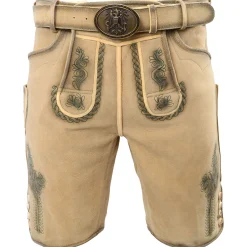 Zillertaler Trachtenwelt Lederhosen-Herren Hirschlederhose "Auerhahn", Honig Braun