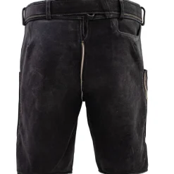 Zillertaler Trachtenwelt Lederhosen-Herren Hirschlederhose "Hirschvogel", Anthrazit Grau