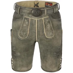 Zillertaler Trachtenwelt Lederhosen-Herren Hirschlederhose "Hirschvogel", Grau- Braun