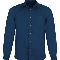 Zillertaler Trachtenwelt Hemden-Herren Leinenhemd "Vincent", Dunkel Blau