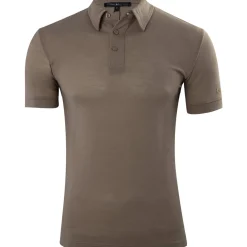 Zillertaler Trachtenwelt Polos-Herren Merino Poloshirt "Falko", Khaki Braun