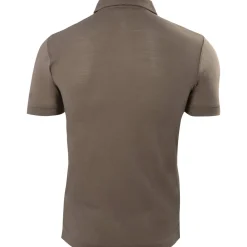 Zillertaler Trachtenwelt Polos-Herren Merino Poloshirt "Falko", Khaki Braun