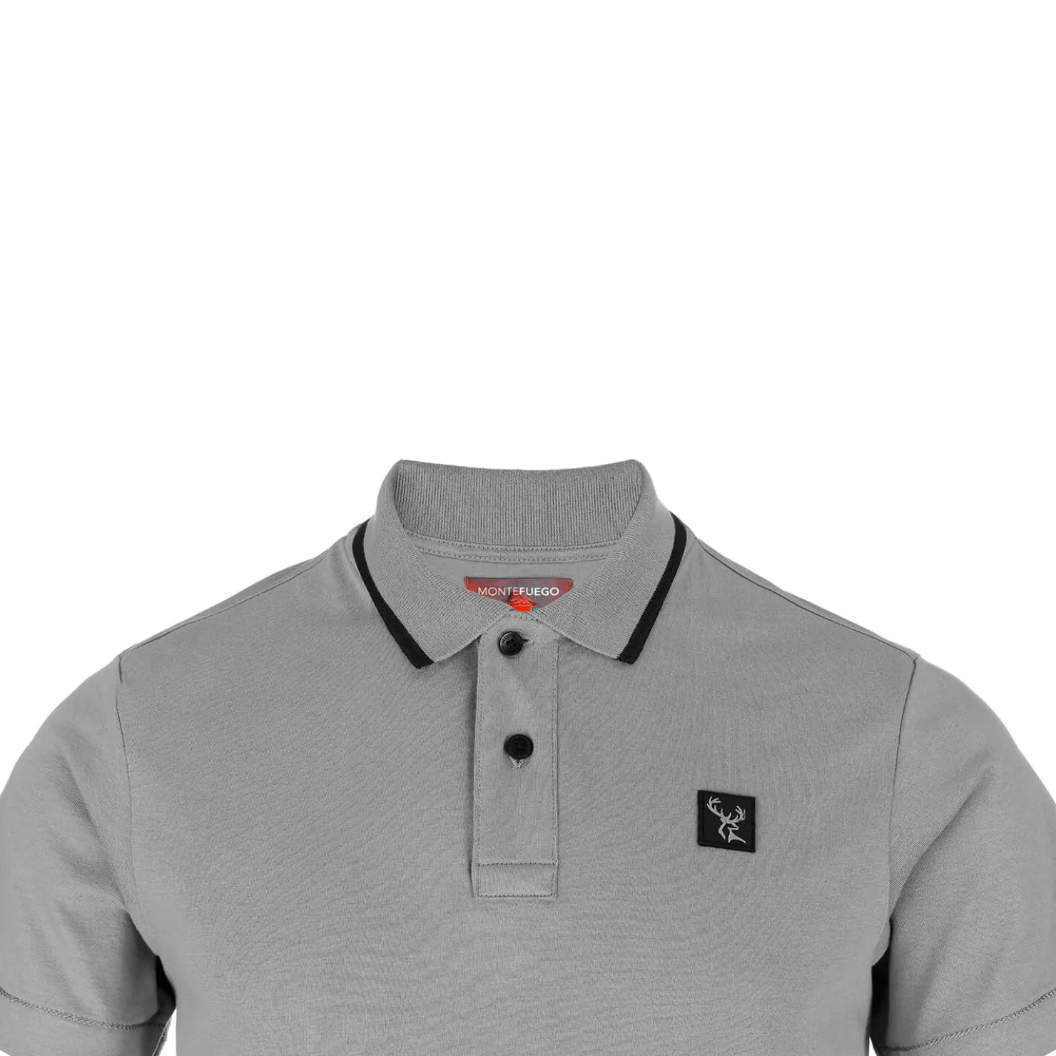 Zillertaler Trachtenwelt Polos-Herren Poloshirt mit Hirsch-Logo, Grau