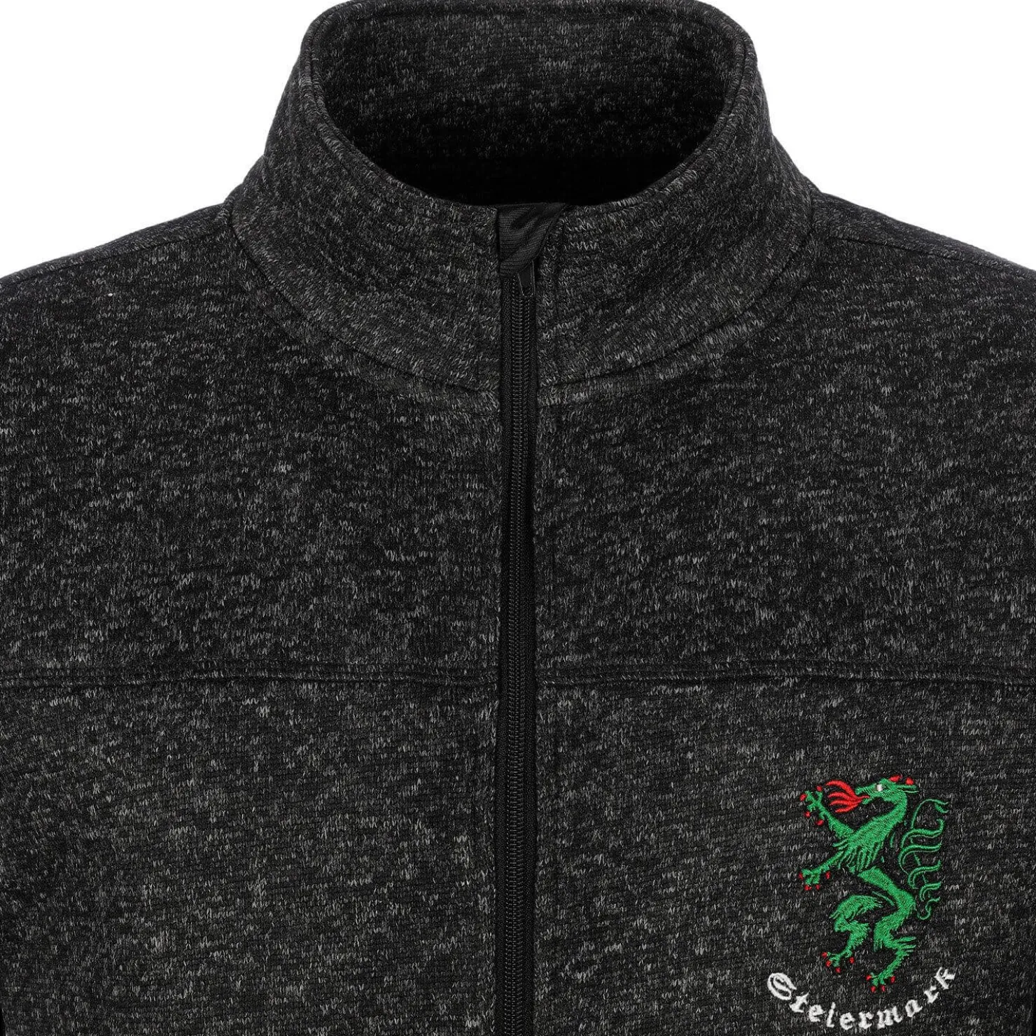 Zillertaler Trachtenwelt Jacken-Herren Strickfleece Jacke "Steiermark", Anthrazit Grau