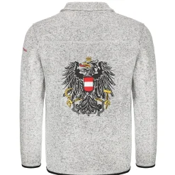 Zillertaler Trachtenwelt Jacken-Herren Strickfleece Jacke "Österreich", Hell Grau