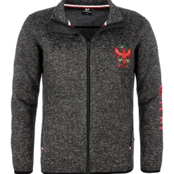 Zillertaler Trachtenwelt Jacken-Herren Strickfleece Jacke "Tirol", Anthrazit Grau