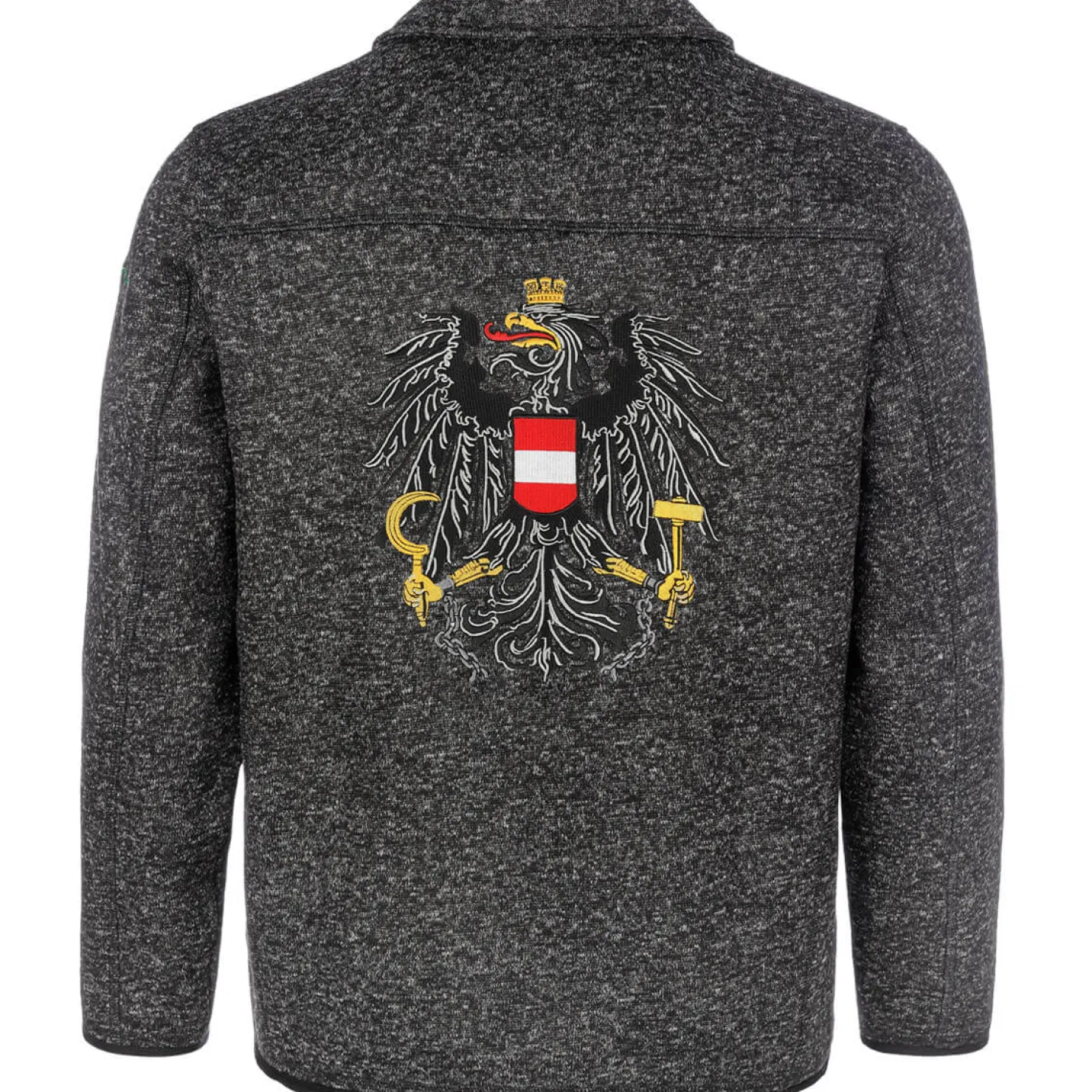 Zillertaler Trachtenwelt Jacken-Herren Strickfleece Jacke "Österreich", Anthrazit Grau