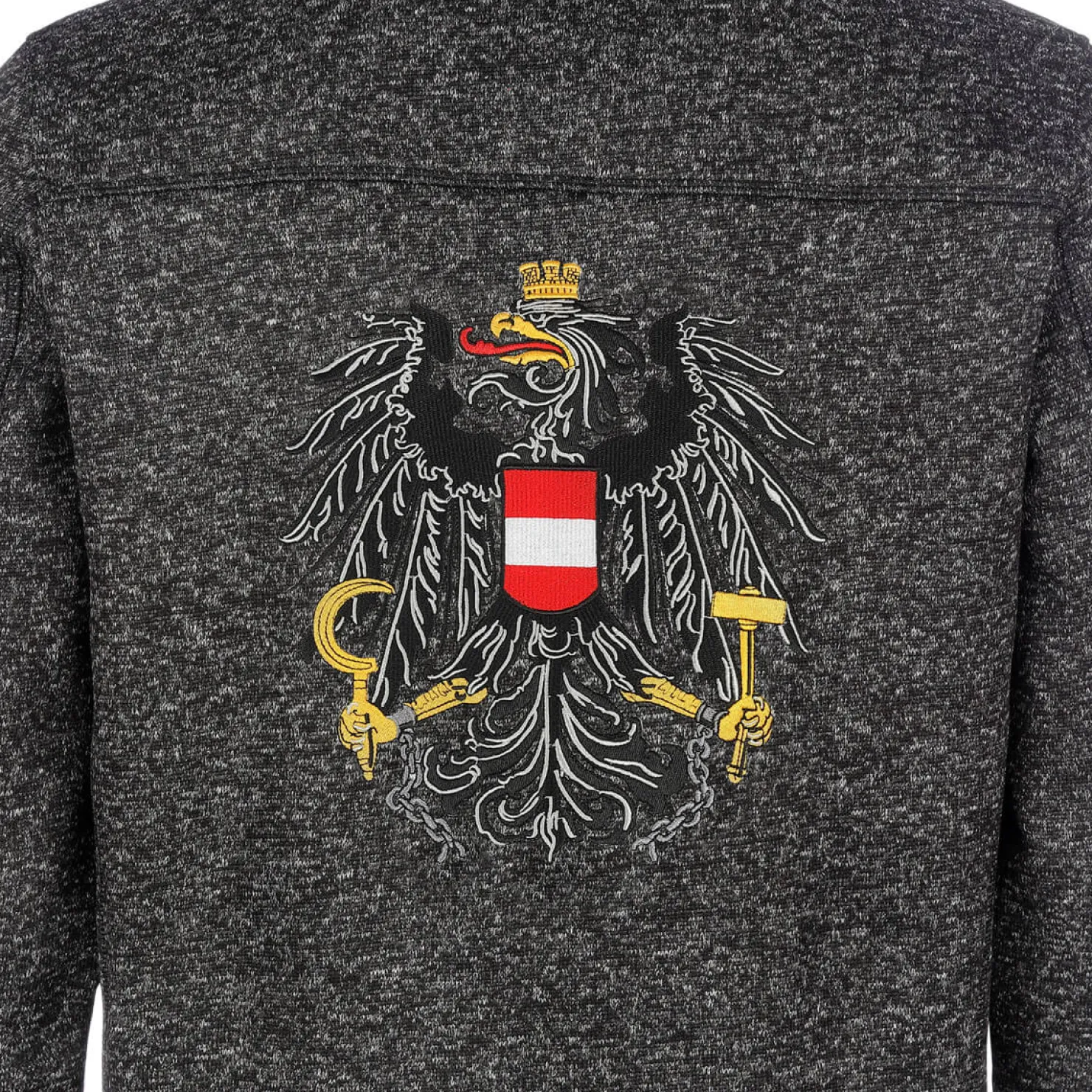 Zillertaler Trachtenwelt Jacken-Herren Strickfleece Jacke "Österreich", Anthrazit Grau