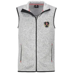 Zillertaler Trachtenwelt Jacken-Herren Strickfleece Weste "Österreich", Hell Grau