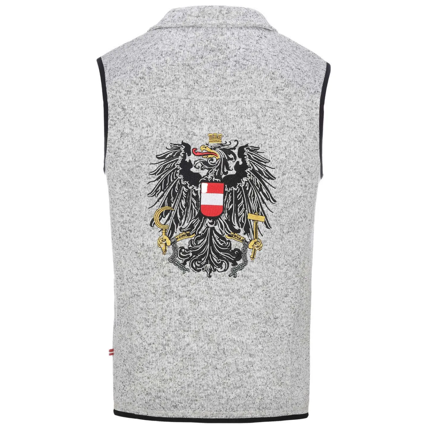 Zillertaler Trachtenwelt Jacken-Herren Strickfleece Weste "Österreich", Hell Grau