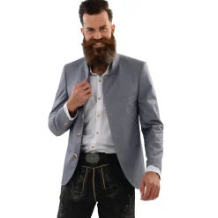 Zillertaler Trachtenwelt Jacken-Herren Trachtenjacke "Melk", Hell Grau