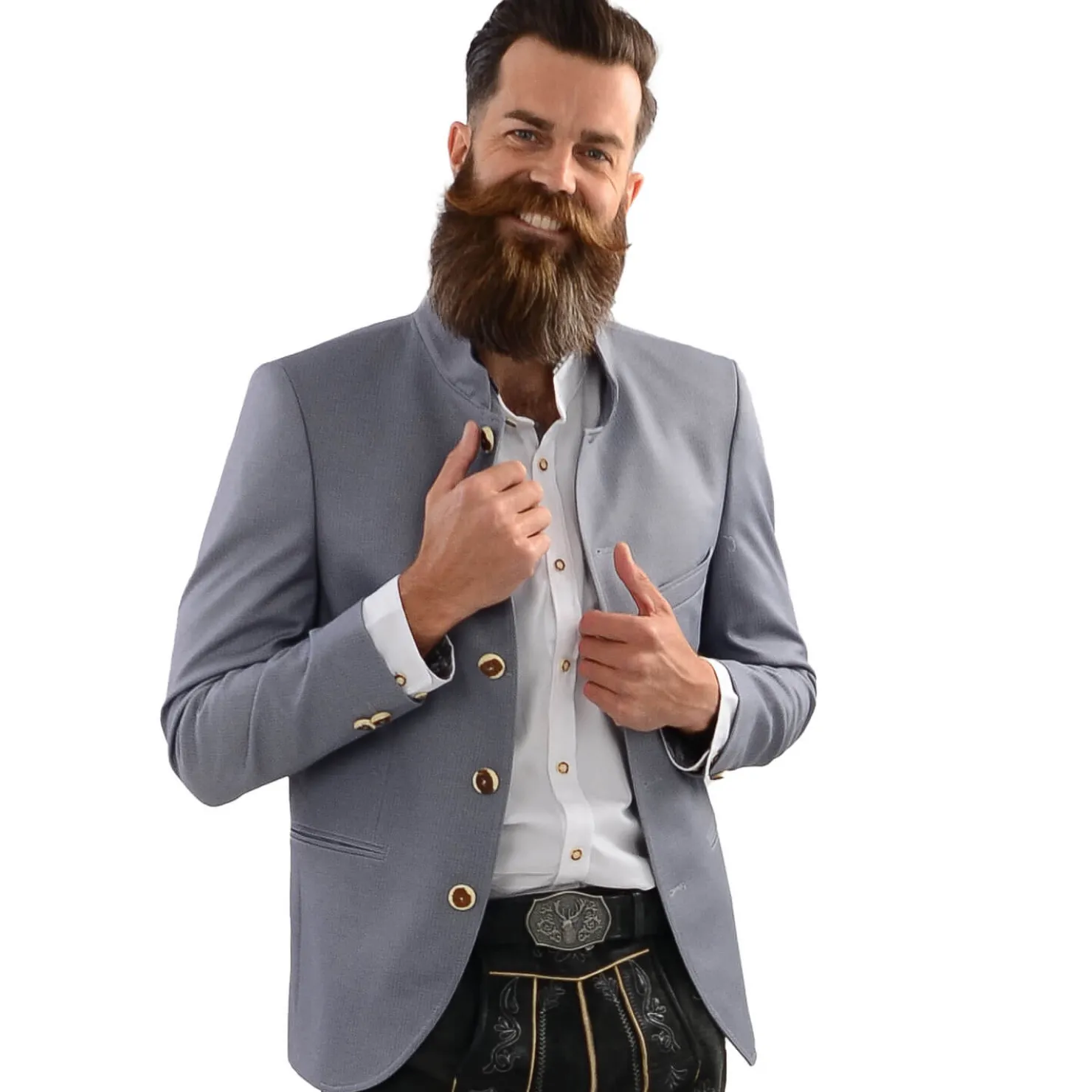 Zillertaler Trachtenwelt Jacken-Herren Trachtenjacke "Melk", Hell Grau