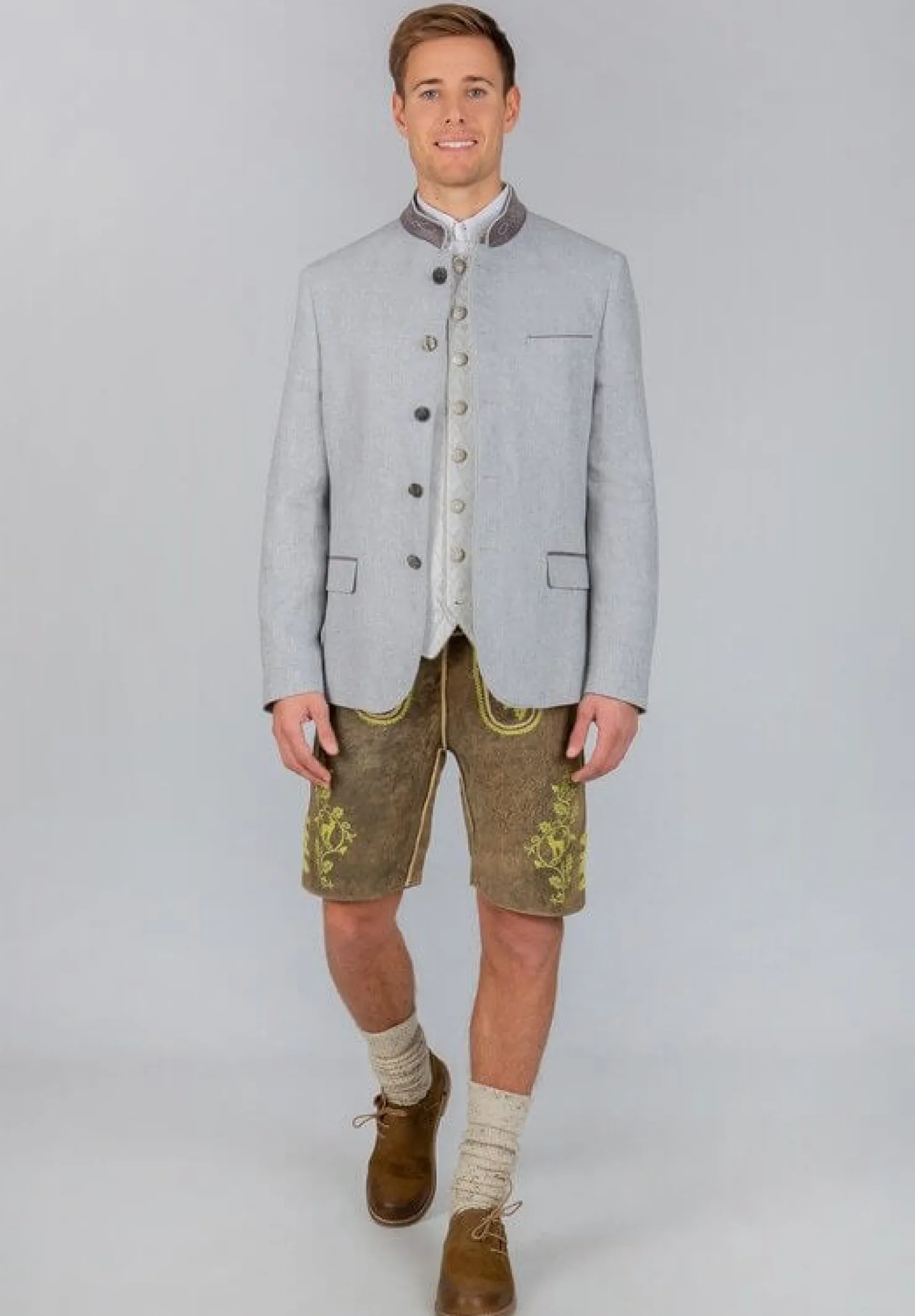 Zillertaler Trachtenwelt Jacken-Herren Trachtenjacke "Tizian", Hell Grau