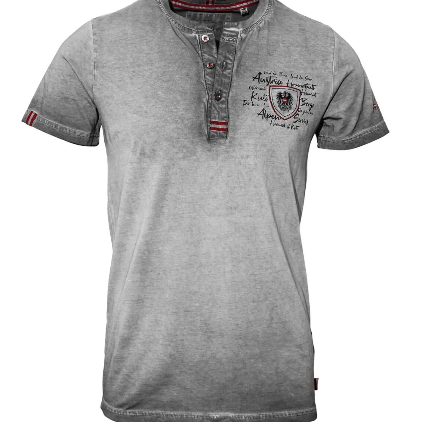 Zillertaler Trachtenwelt Shirts-Herren T-Shirt “Adler Wappen Vintage”, Grau