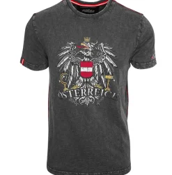 Zillertaler Trachtenwelt Shirts-Herren T-Shirt "Austria Vintage", Anthrazit Grau