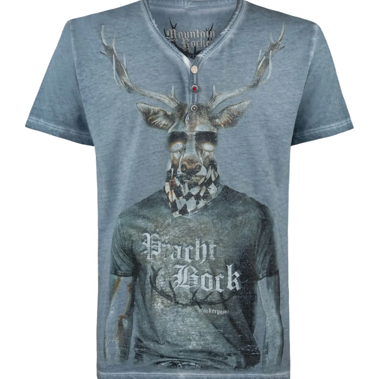 Zillertaler Trachtenwelt Shirts-Herren T-Shirt "Prachtbock", Blau