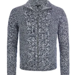 Zillertaler Trachtenwelt Jacken-Herren Zopf-Strickjacke "Noel", Navy-Melange Blau