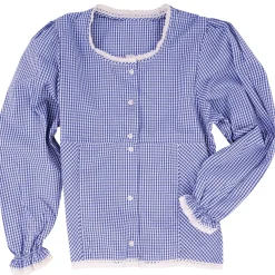 Zillertaler Trachtenwelt Blusen & Hemden-Kinder Mädchen Bluse "Chiemgau" Langarm, Blau