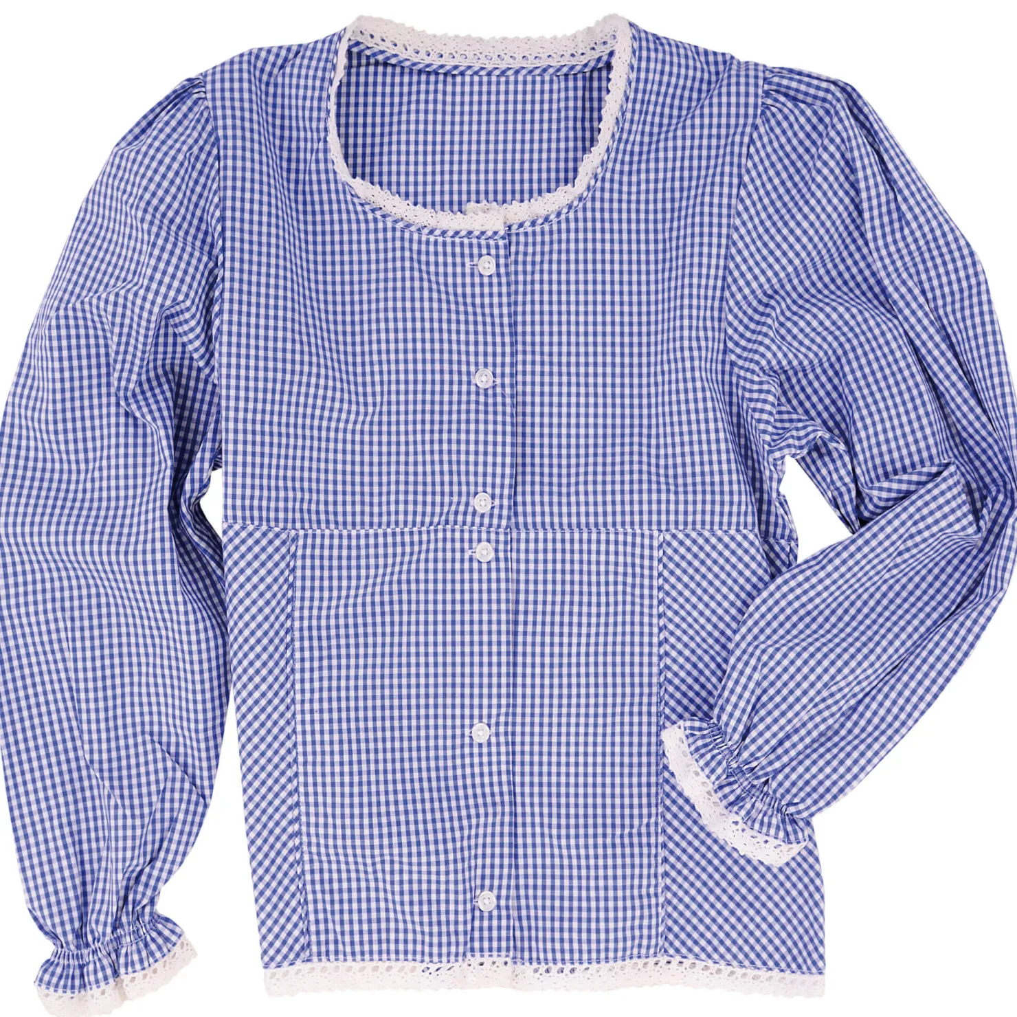 Zillertaler Trachtenwelt Blusen & Hemden-Kinder Mädchen Bluse "Chiemgau" Langarm, Blau