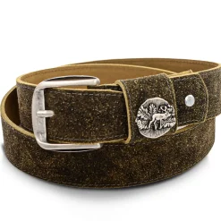 Zillertaler Trachtenwelt Accessoires-Ledergürtel "Hirsch", Hell Braun