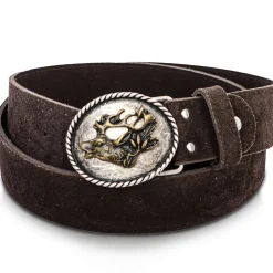 Zillertaler Trachtenwelt Accessoires-Ledergürtel "Hirschkopf", Braun