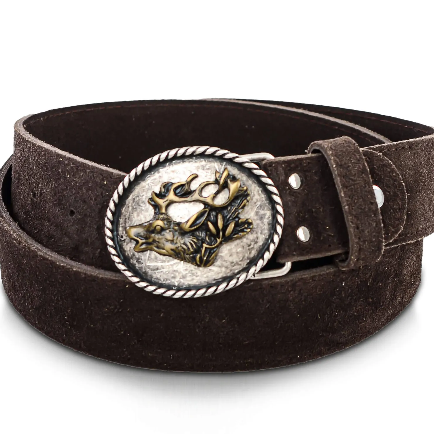 Zillertaler Trachtenwelt Accessoires-Ledergürtel "Hirschkopf", Braun