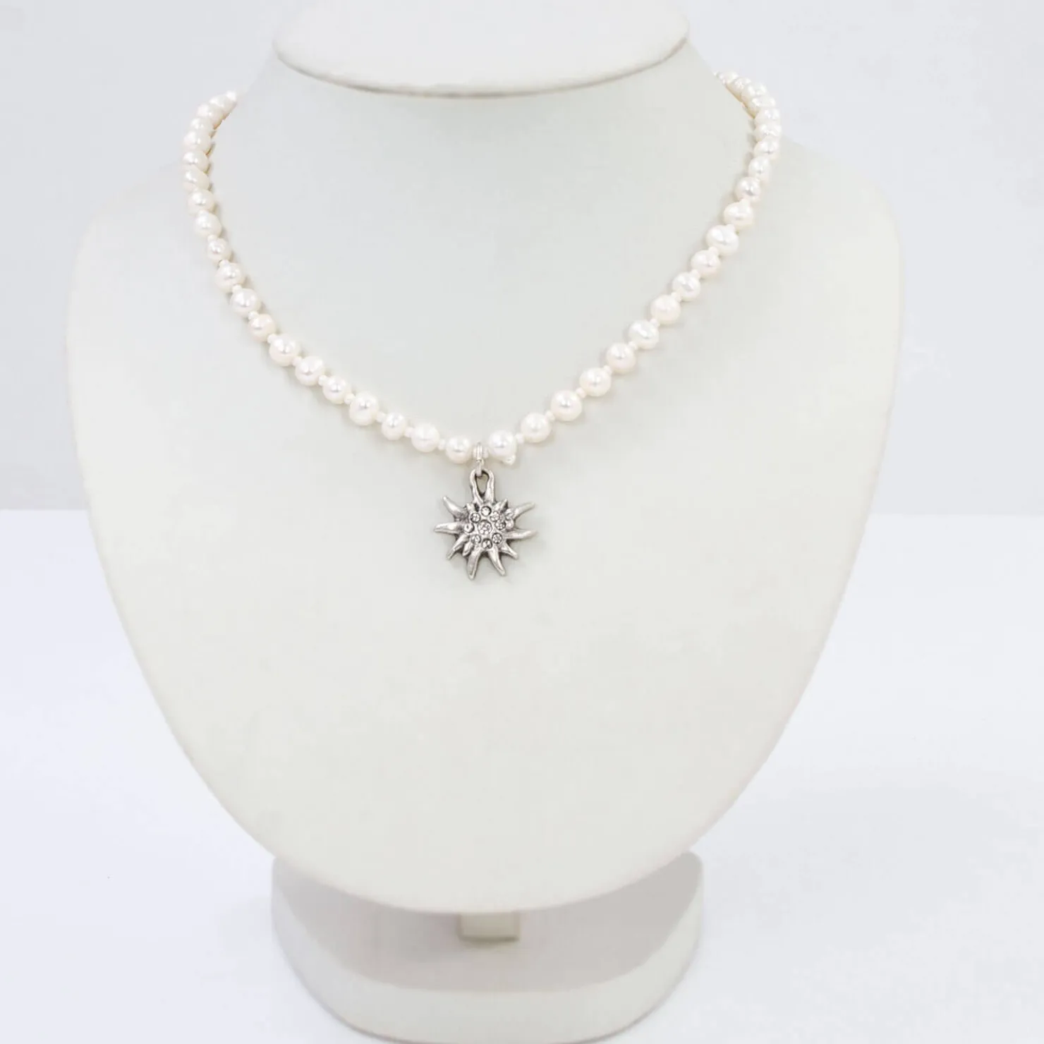 Zillertaler Trachtenwelt Accessoires-Trachtenkette "Edelweiss", Klein Silber