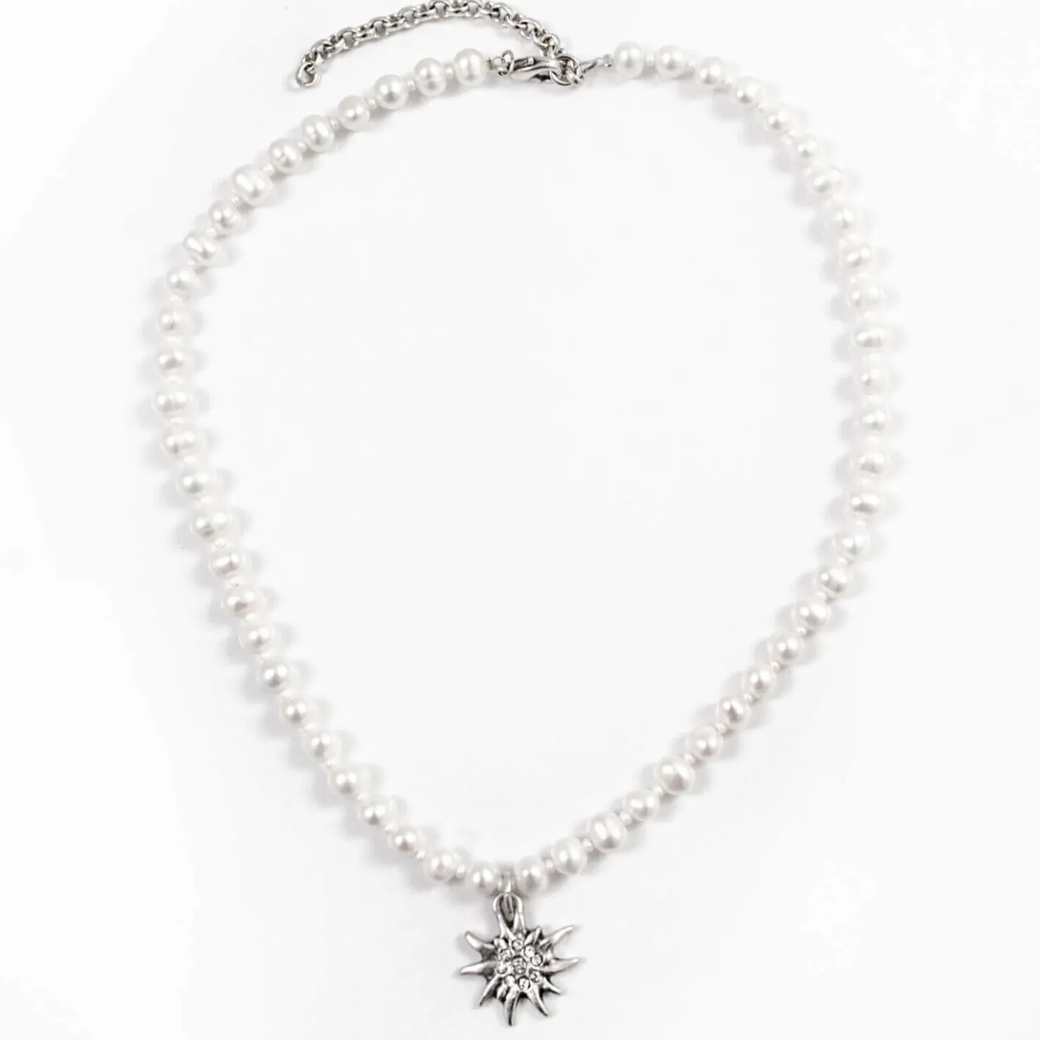 Zillertaler Trachtenwelt Accessoires-Trachtenkette "Edelweiss", Klein Silber